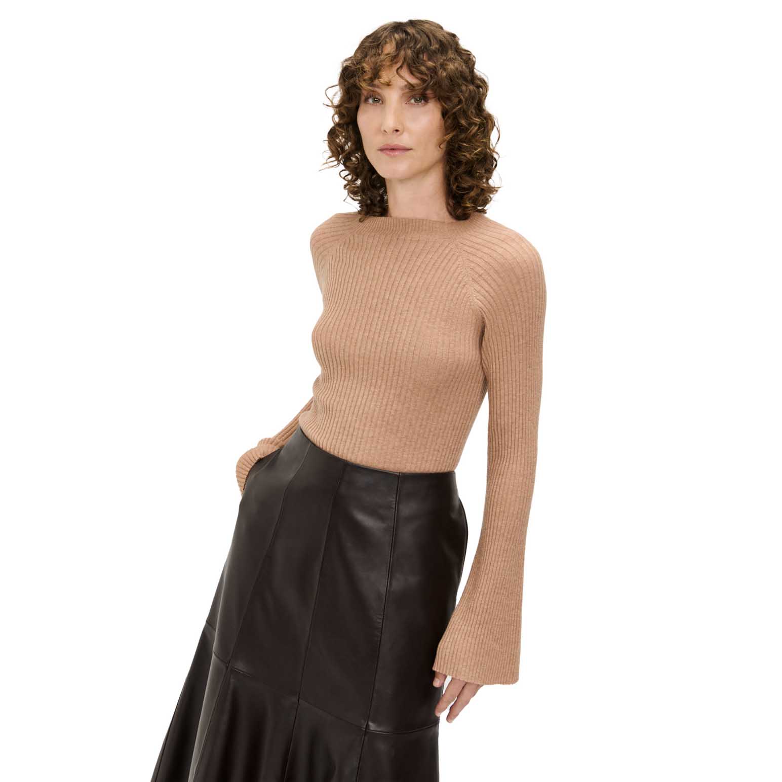 Veronika Maine Merino Cotton Flared Sleeve Knit
